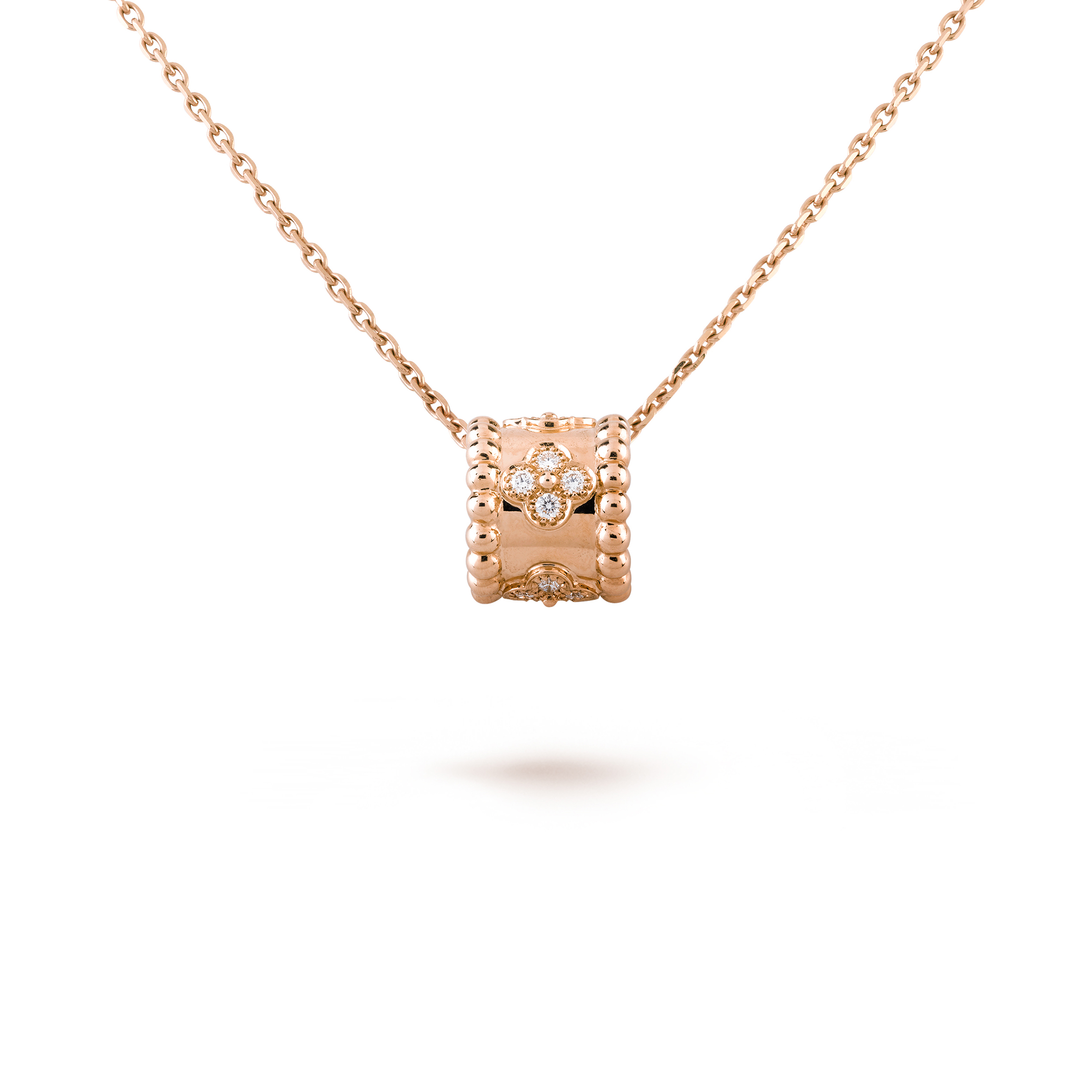 VAN CLEEF ARPELS PERLÉE CLOVERS PENDANT - ROSE GOLD, DIAMOND  VCARO2EE00